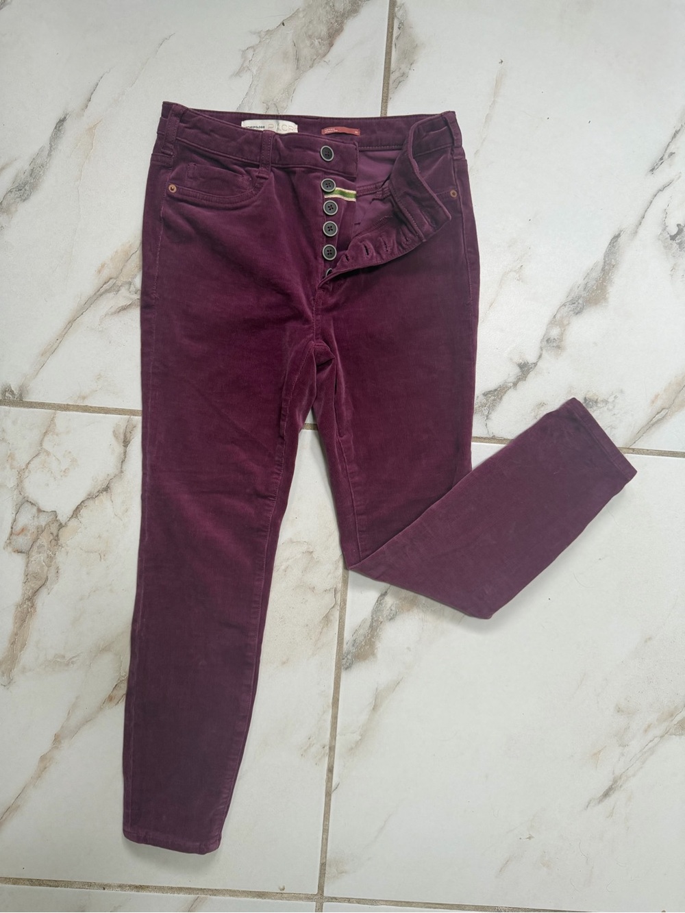 Pilcro Skinny Corduroy Jeans in Plum
